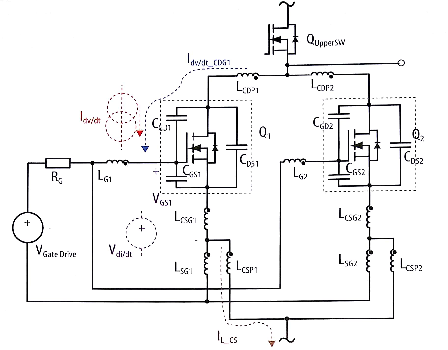 氮化镓晶体管并联版图所引致的寄生电路