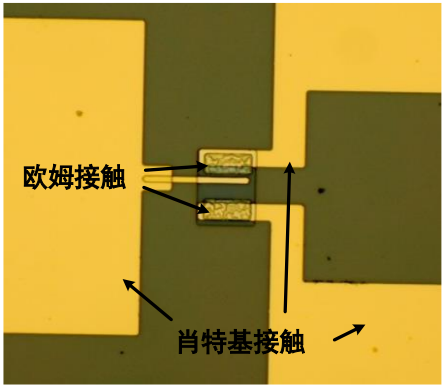 欧姆接触与肖特基接触显微照片